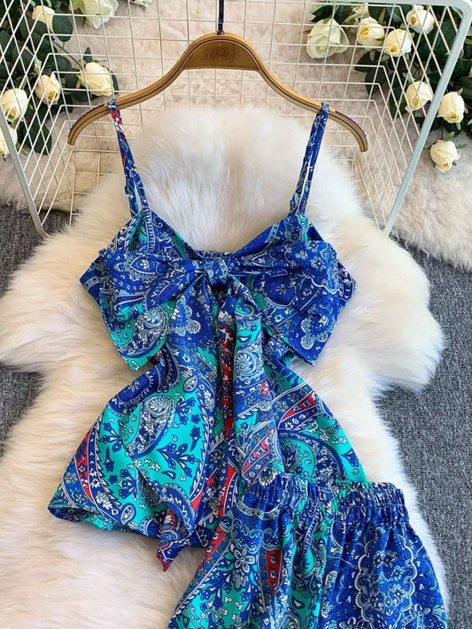 Printed Cami and Wide Leg Pants Set
