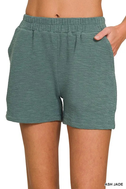 Zenana Cotton Slub Short Pants ASH JADE