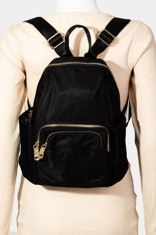 Fame Multi Pocket Nylon Backpack Bag Black One Size