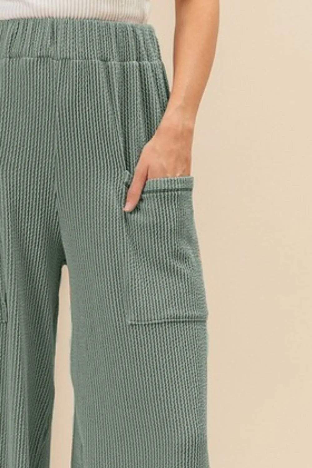 BiBi 2tone Cord Rib Waist Band Side Pocket Pants
