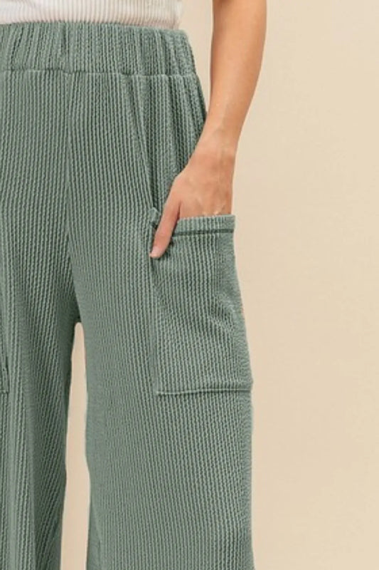 BiBi 2tone Cord Rib Waist Band Side Pocket Pants