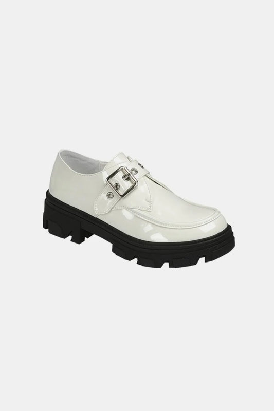 Forever Link Buckled Platform Lug Sole Loafers White
