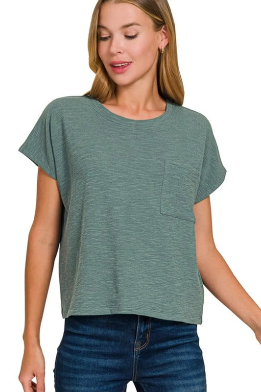 Zenana Round Neck Short Sleeve T-Shirt ASH JADE