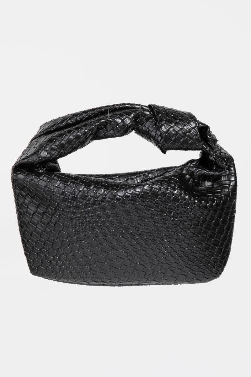Fame Weave Pattern Knotted Handle Handbag Black One Size