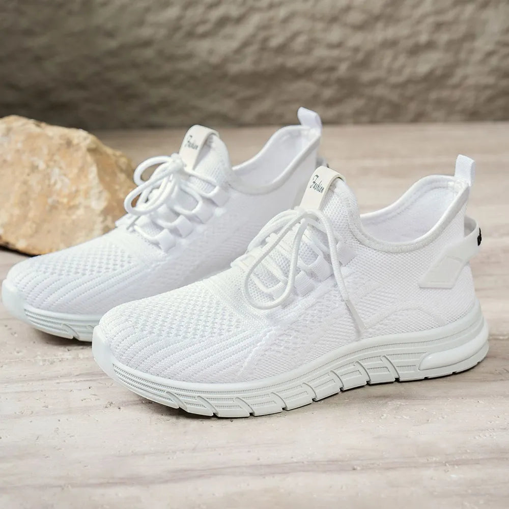 Mesh Breathable Round Toe Athletic White