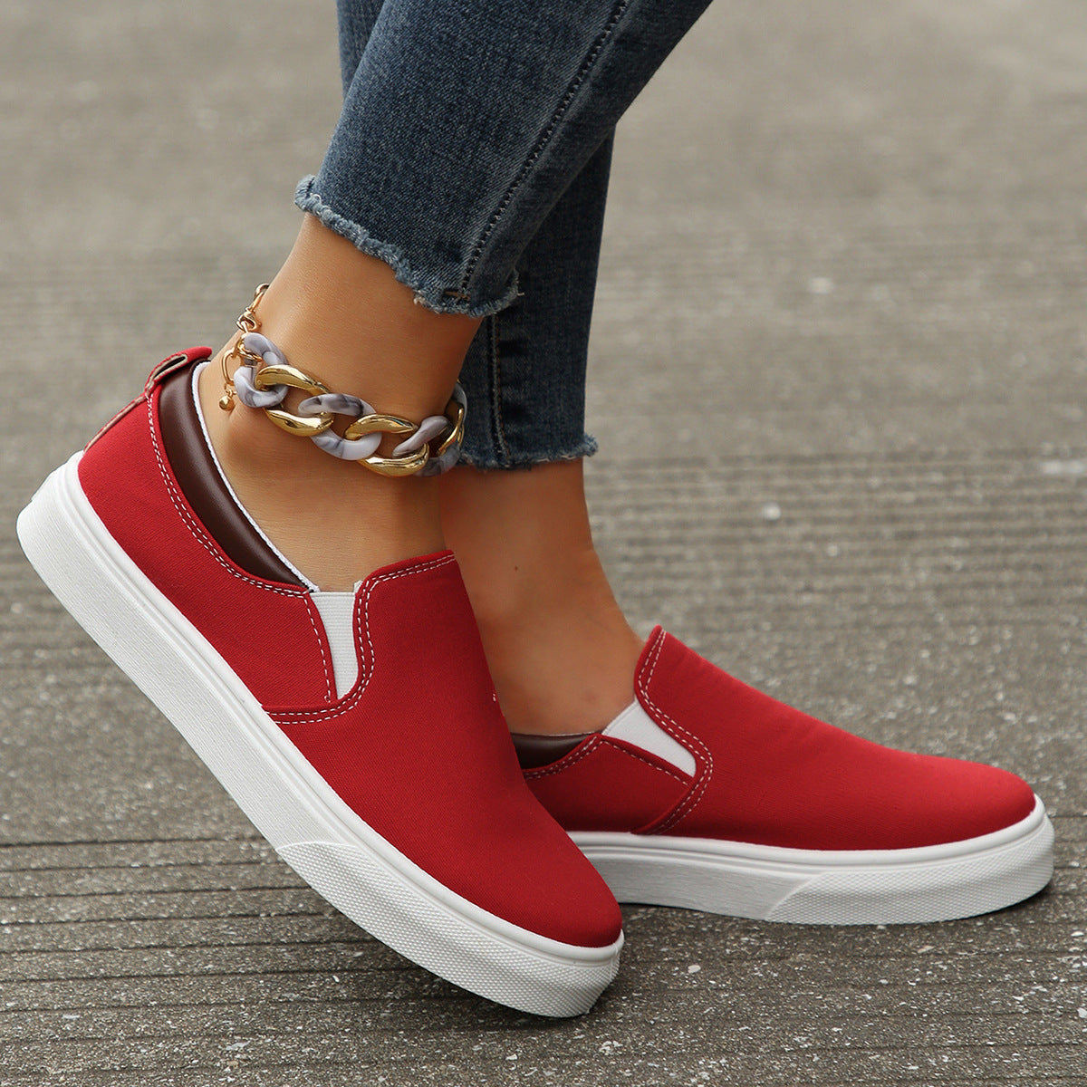 Women's Slip-On Flat Loafers | Color-Block Round Toe Casual Shoes