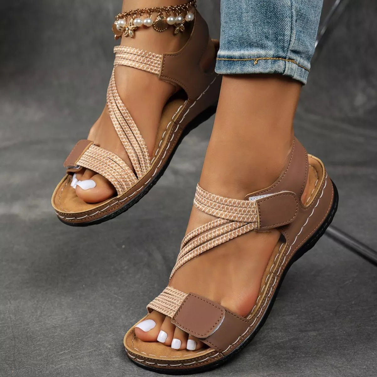 Open Toe Wedge Ankle Strap Sandals