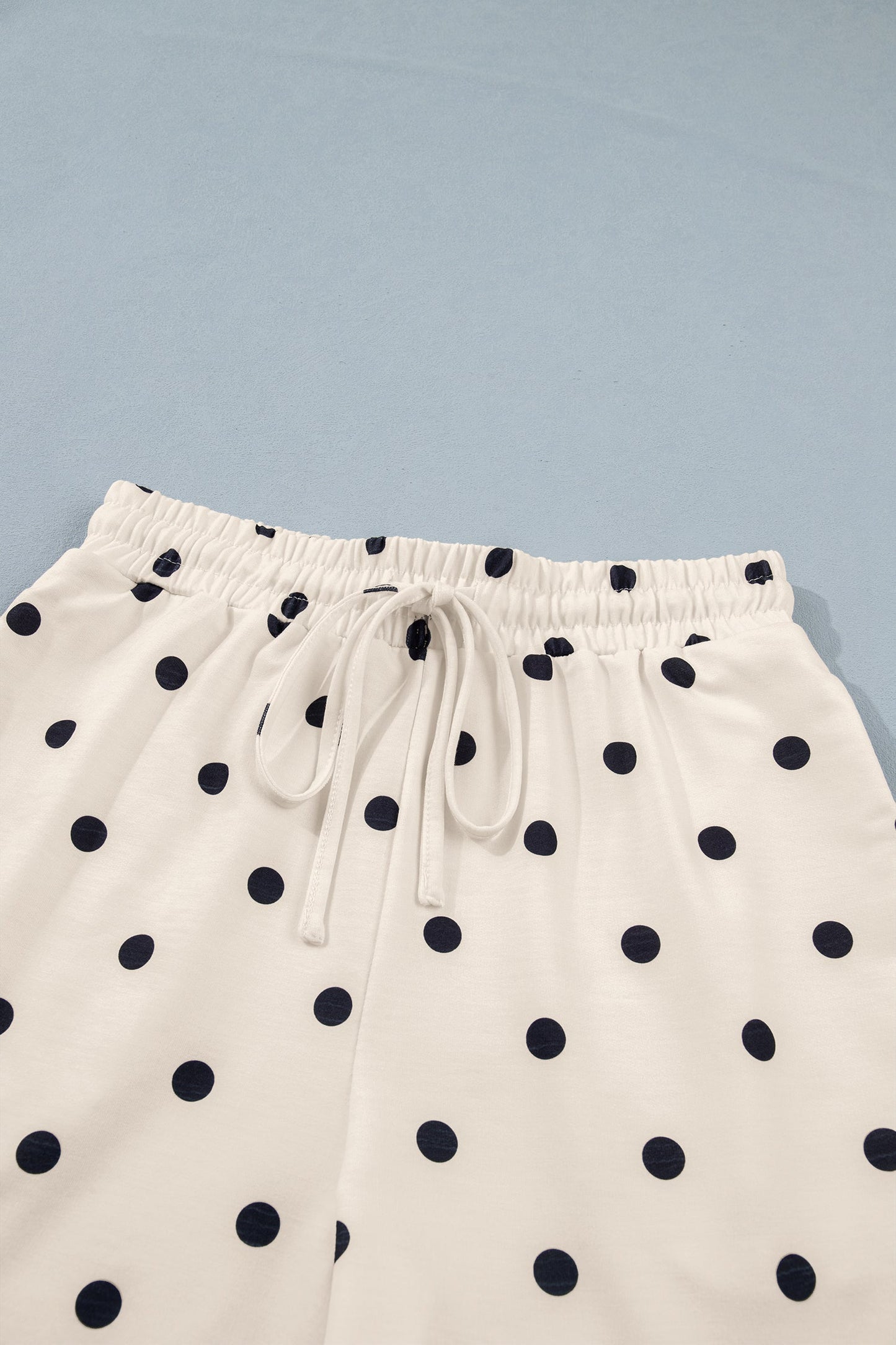 Polka Dot Loose Tee & Drawstring Shorts Set