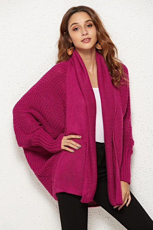 Angel Wings Open Front Batwing Sleeve Cardigan Deep Purple One Size