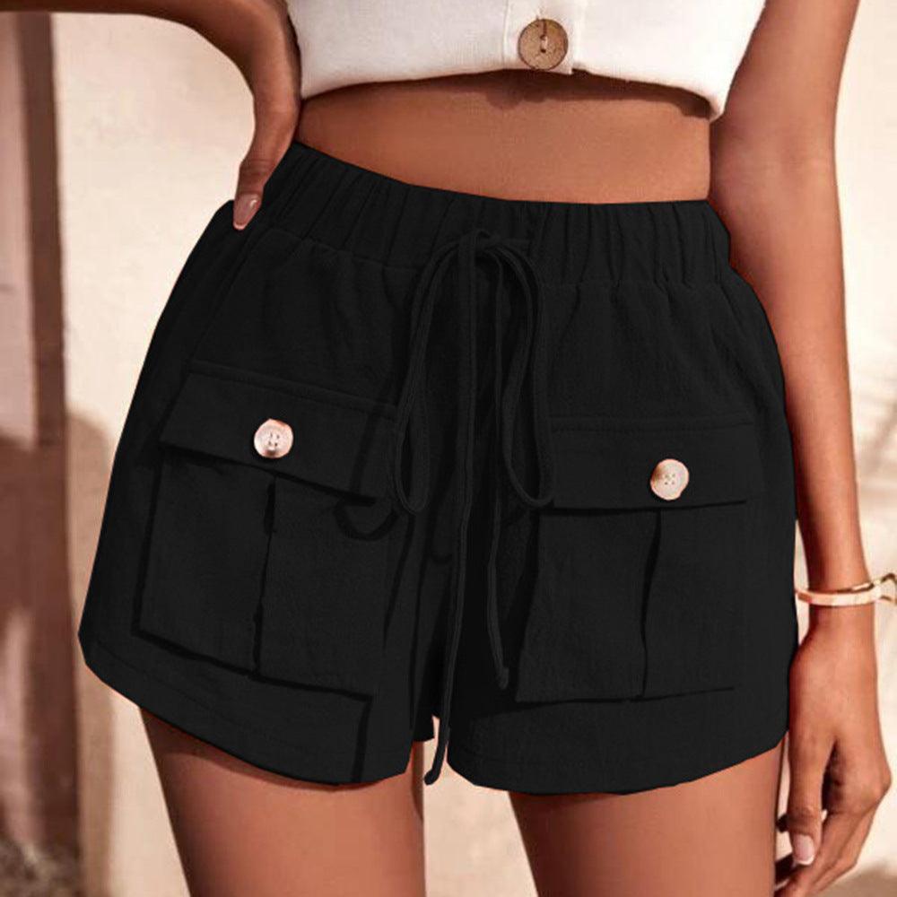 Tie Waist Cargo Shorts Black