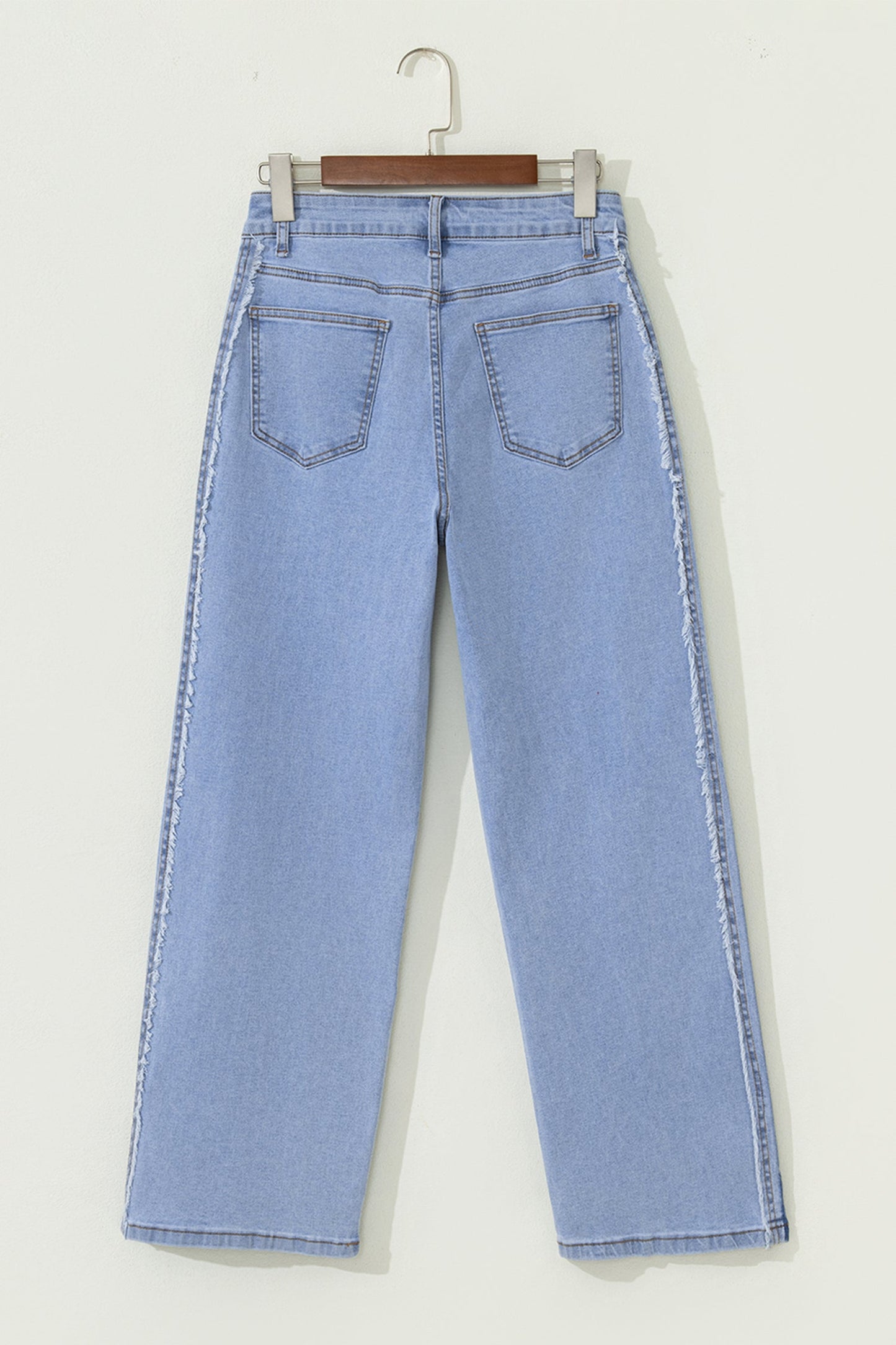 Denim Frayed Raw Edge Stripe Side Panel Jeans