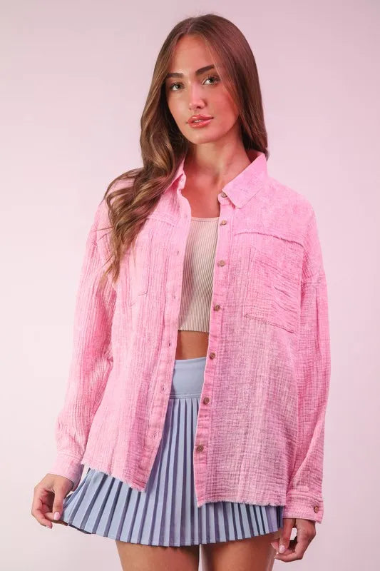 VERY J Mineral Washed Gauze Shirt Top