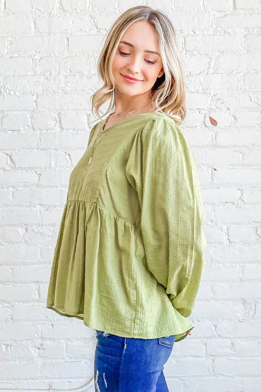 And The Why Textured V Neck Blouse Top
