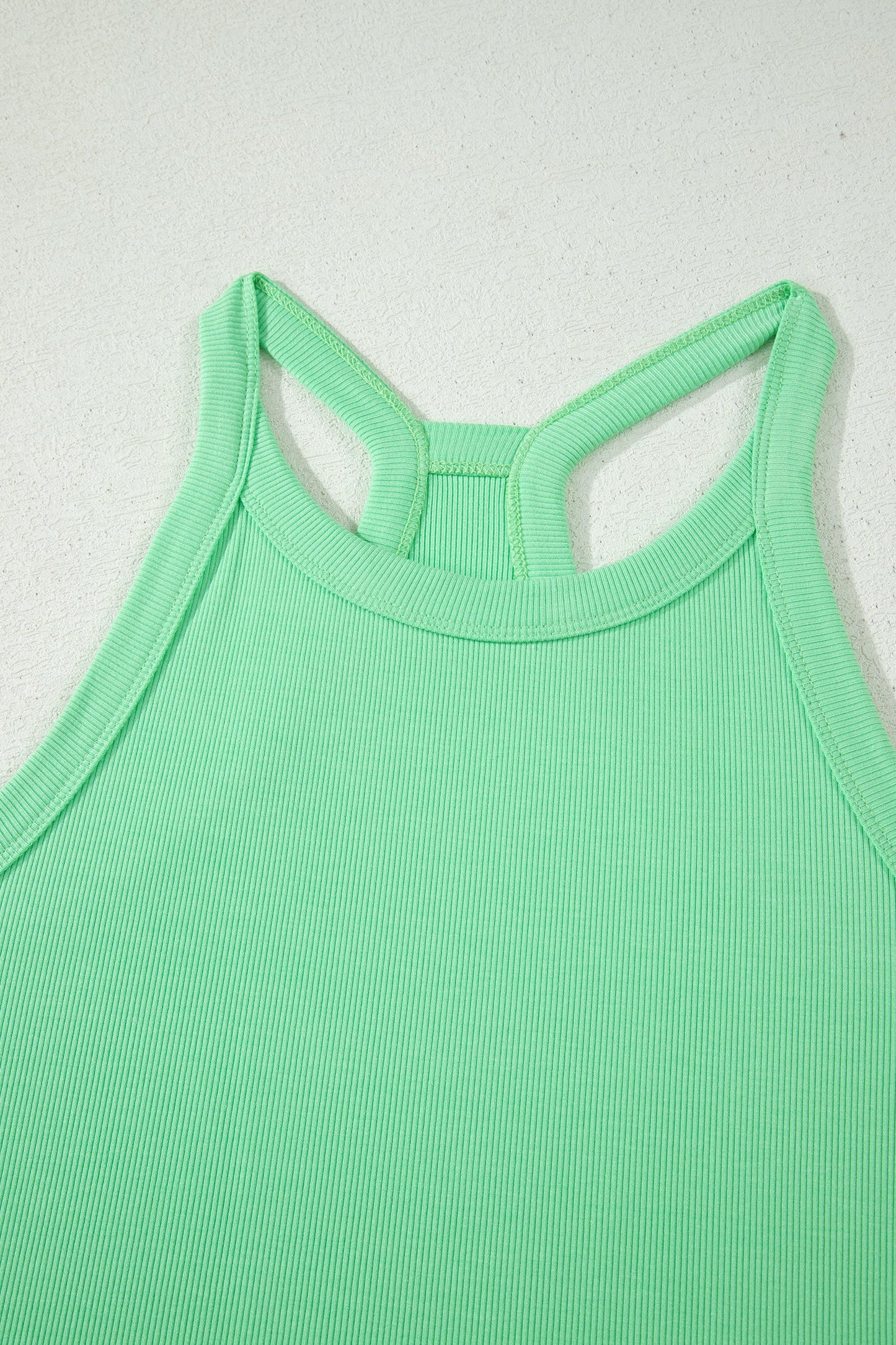 Solid Ribbed Tank Top & Shorts Set