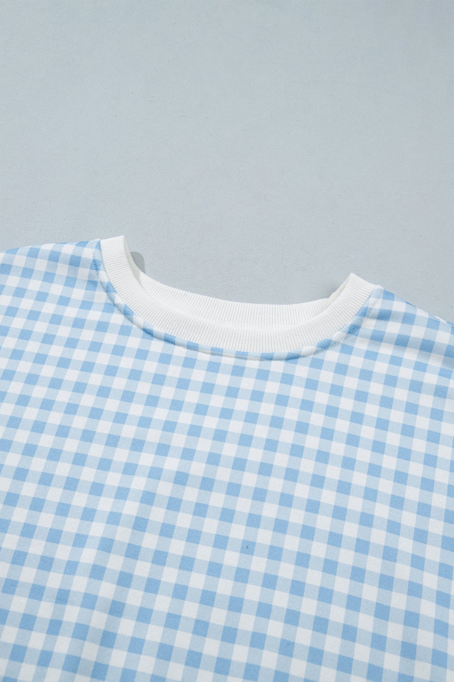 Gingham Contrast Trim Pullover Top & Shorts Set