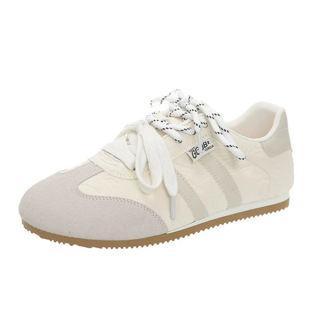 Round Toe Flats Sneakers Beige