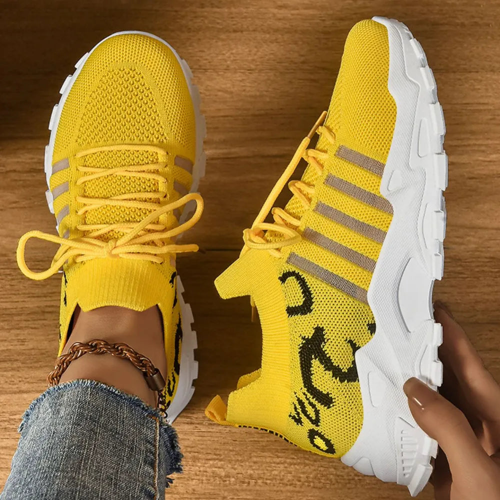 Lace Up Mesh Breathable Athletic Yellow