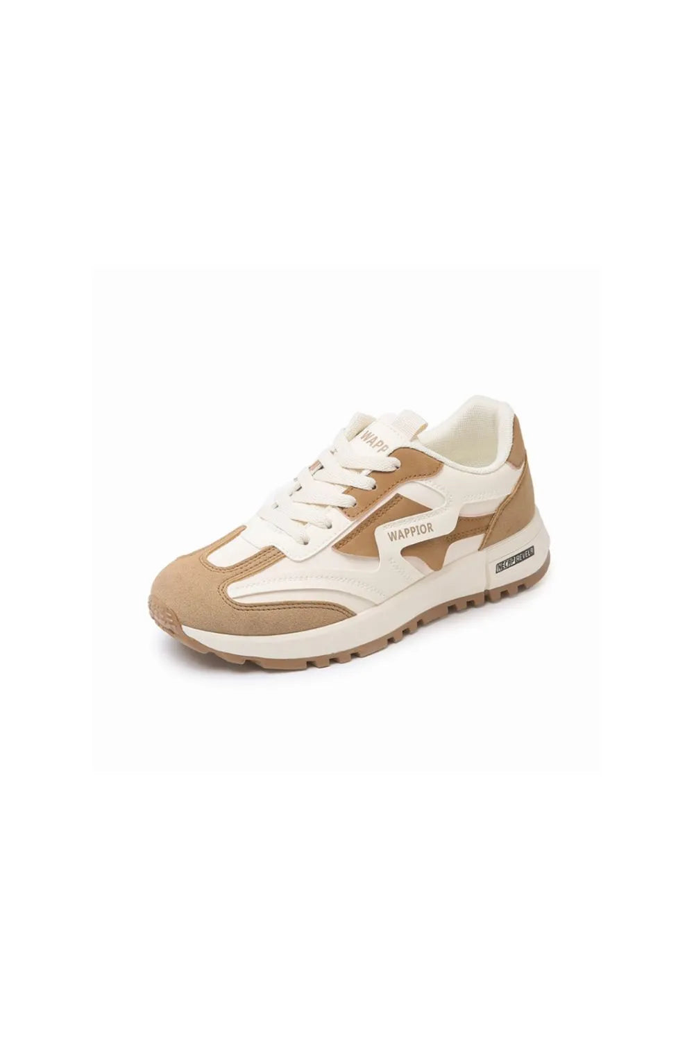 Lace Up Round Toe Contrast Athletic Khaki