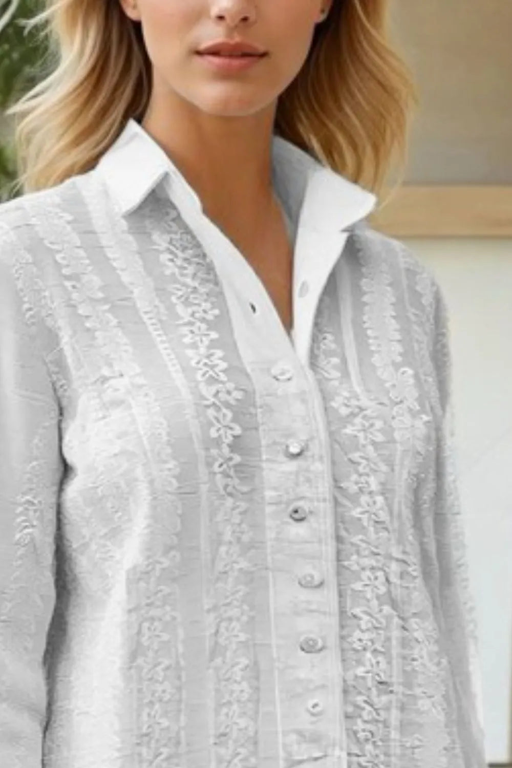 ADORA Embroidered Long Sleeve Button Down Shirt