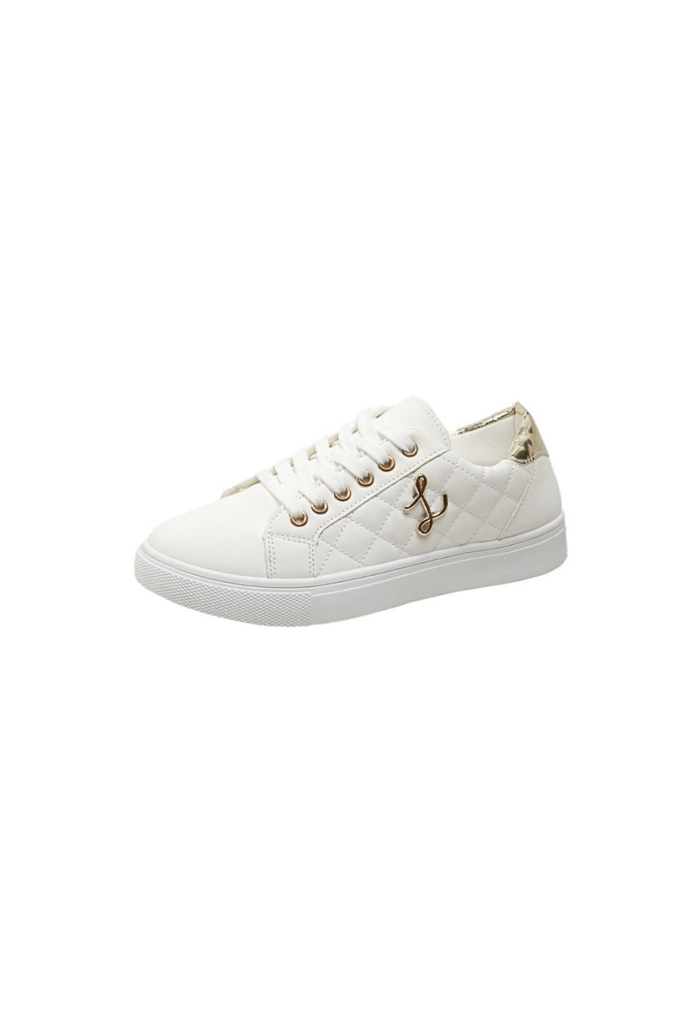 Lace Up Round Toe Sneakers White