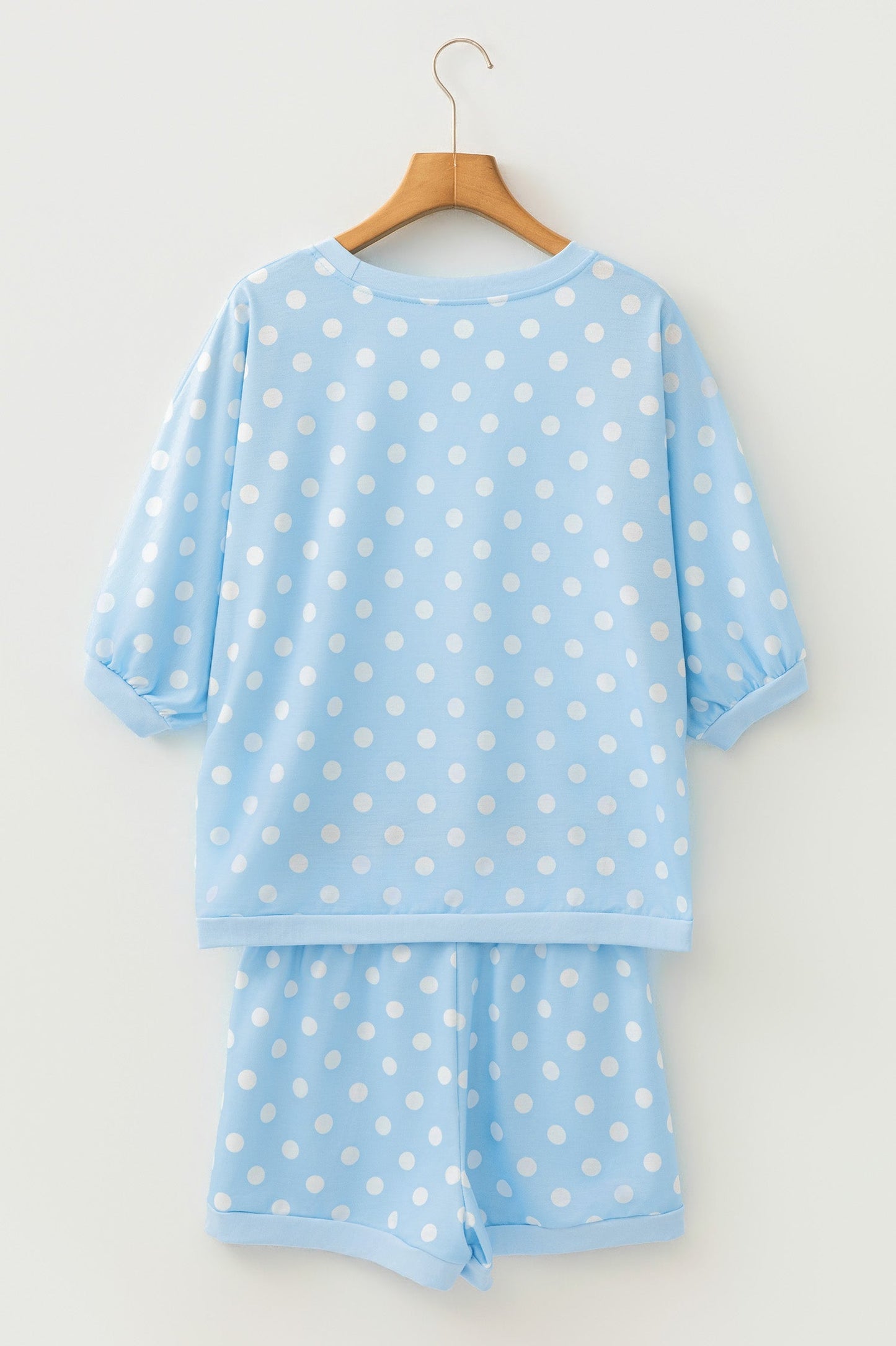 Polka Dot Oversized Top & Drawstring Shorts Set
