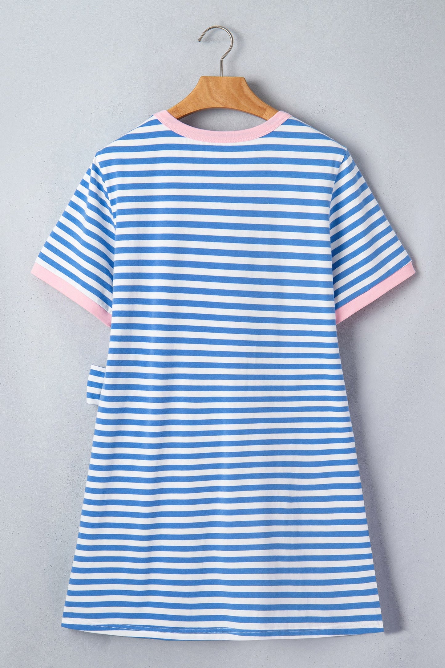 Stripe Contrast Trim Tie Waist Mini Dress