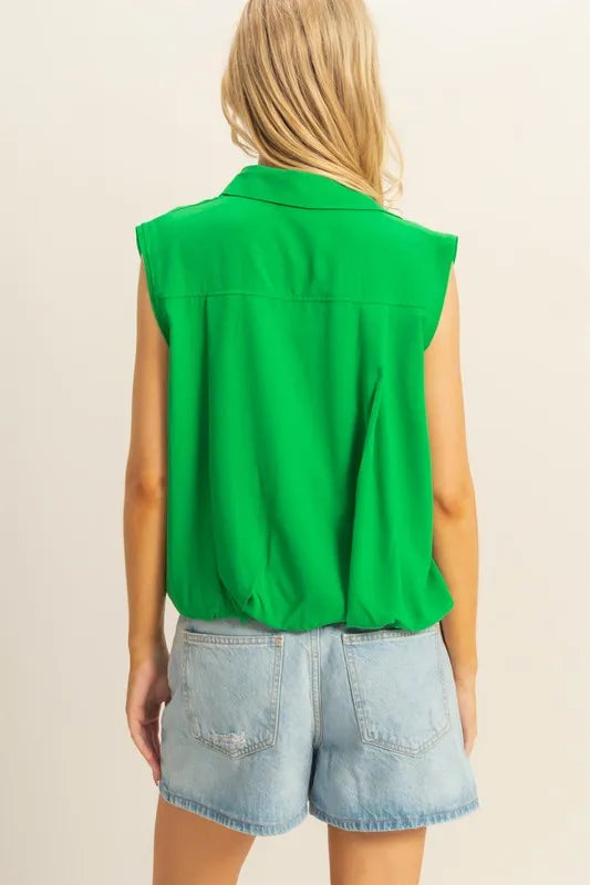 HYFVE Buttoned Front Sleeveless Collar Shirt