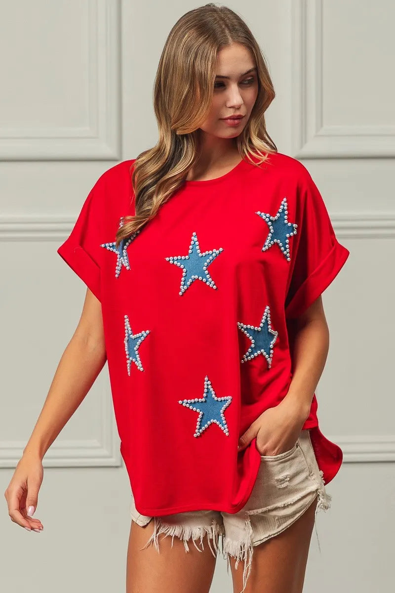 BiBi Fourth Of July Terry T-Shirt RED