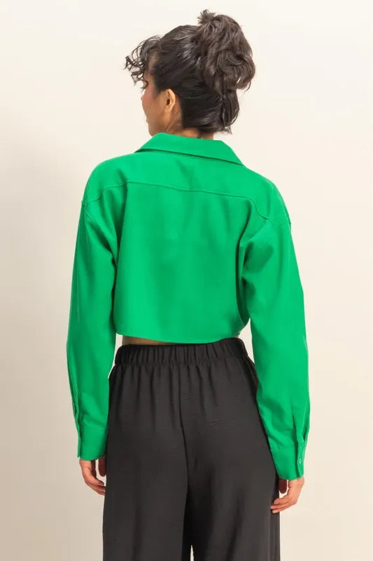 HYFVE Washed Tie Front Crop Top