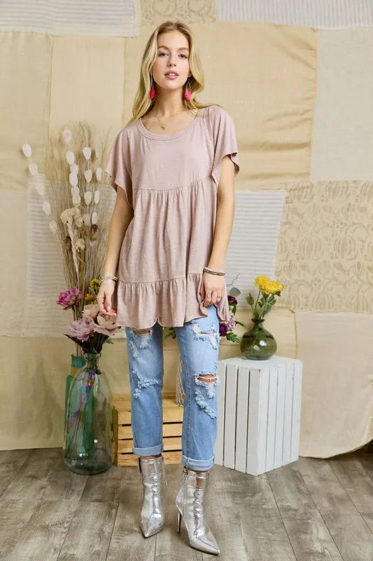 ADORA Drop Shoulder Babyboll Tunic Top
