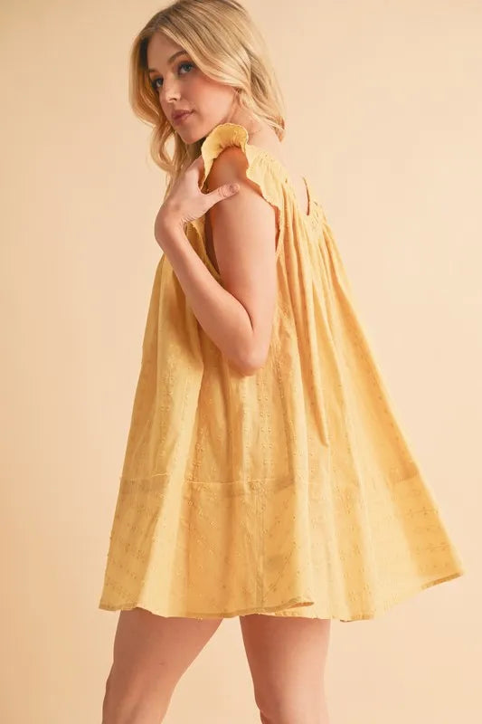 Aemi+Co Ruffled Cap Sleeve Cotton Tunic Mini Dress