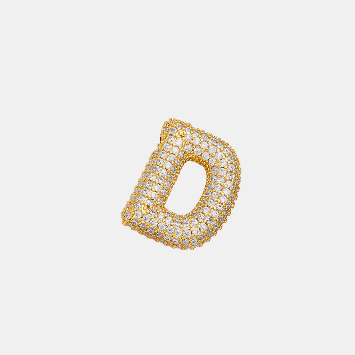 Inlaid Zircon Bubble Initial Necklace Style D One Size
