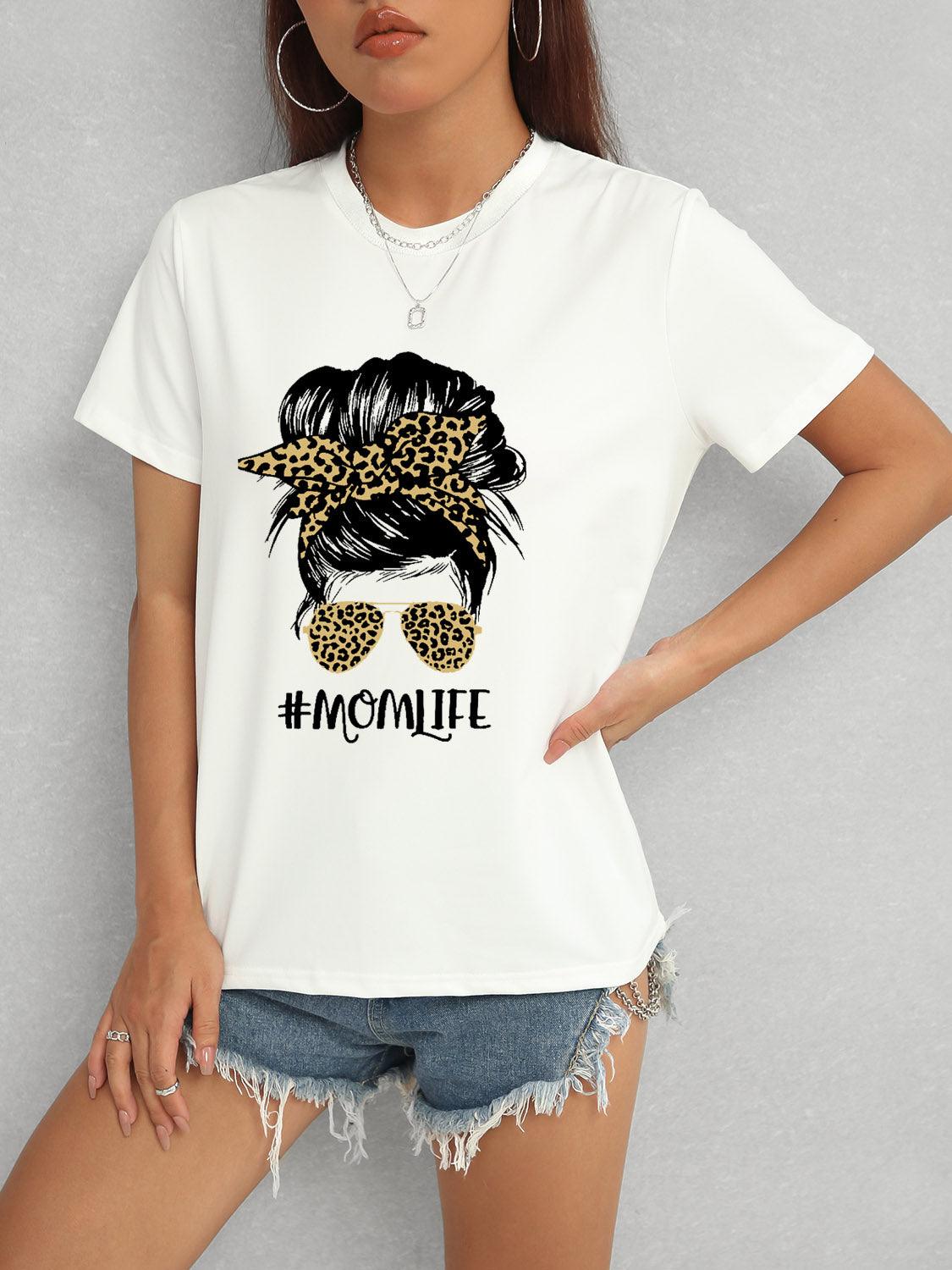 MOMLIFE Round Neck Short Sleeve T-Shirt White
