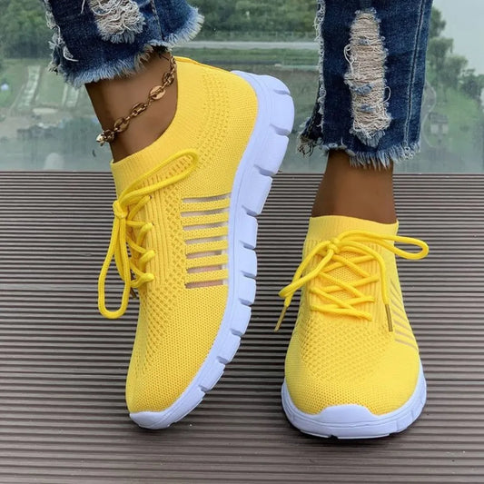 Breathable Mesh Round Toe Athletic Yellow