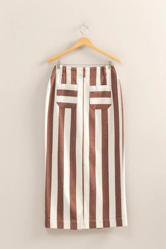 HYFVE Striped Pocket Detail Maxi Skirt