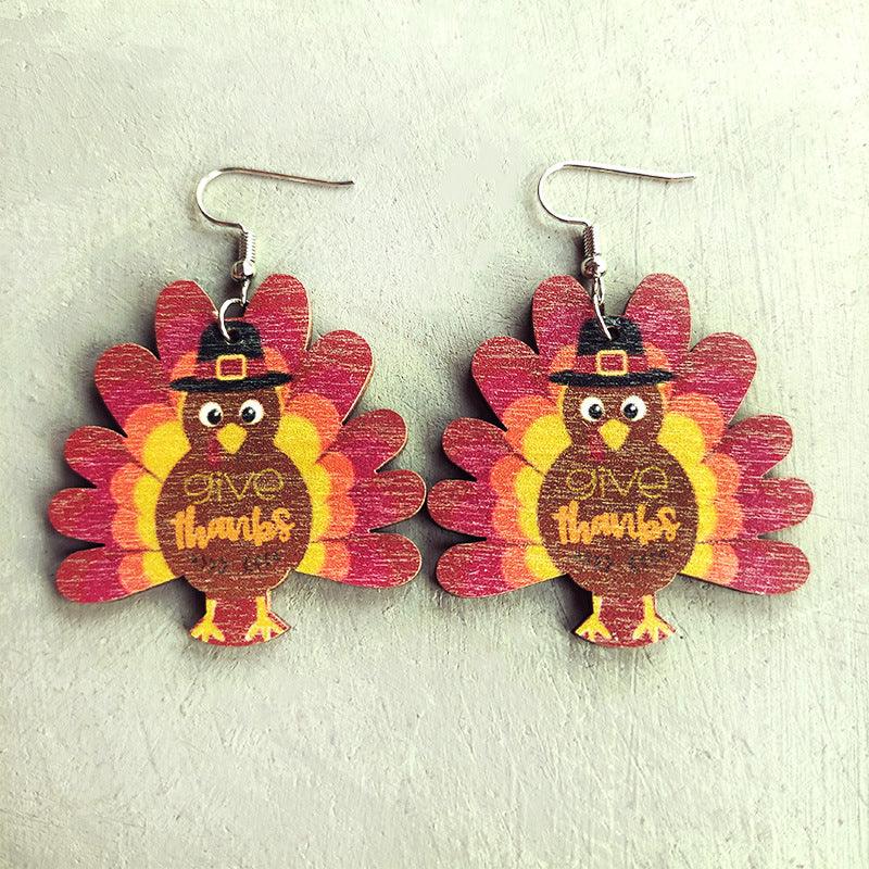 Thanksgiving Turkey Drop Earrings Style A One Size