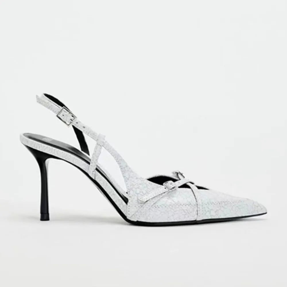 Slingback Pointed Toe Pumps White