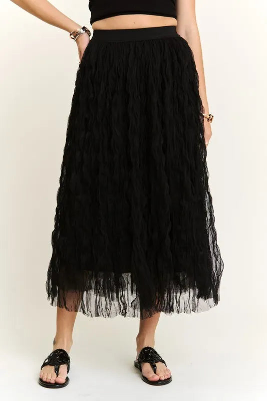 ADORA Elastic Waist Cloud Fluffy Maxi Skirt