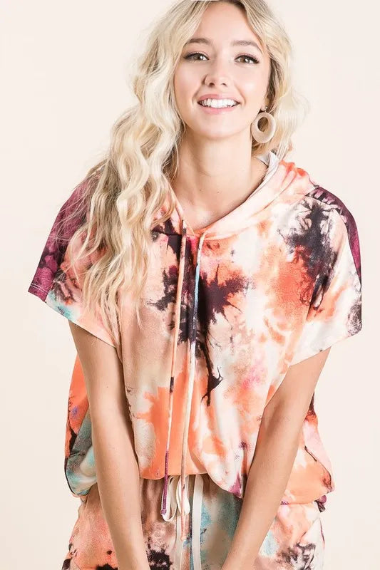 BiBi Tie Dye Terry Hoodie With Drawstring