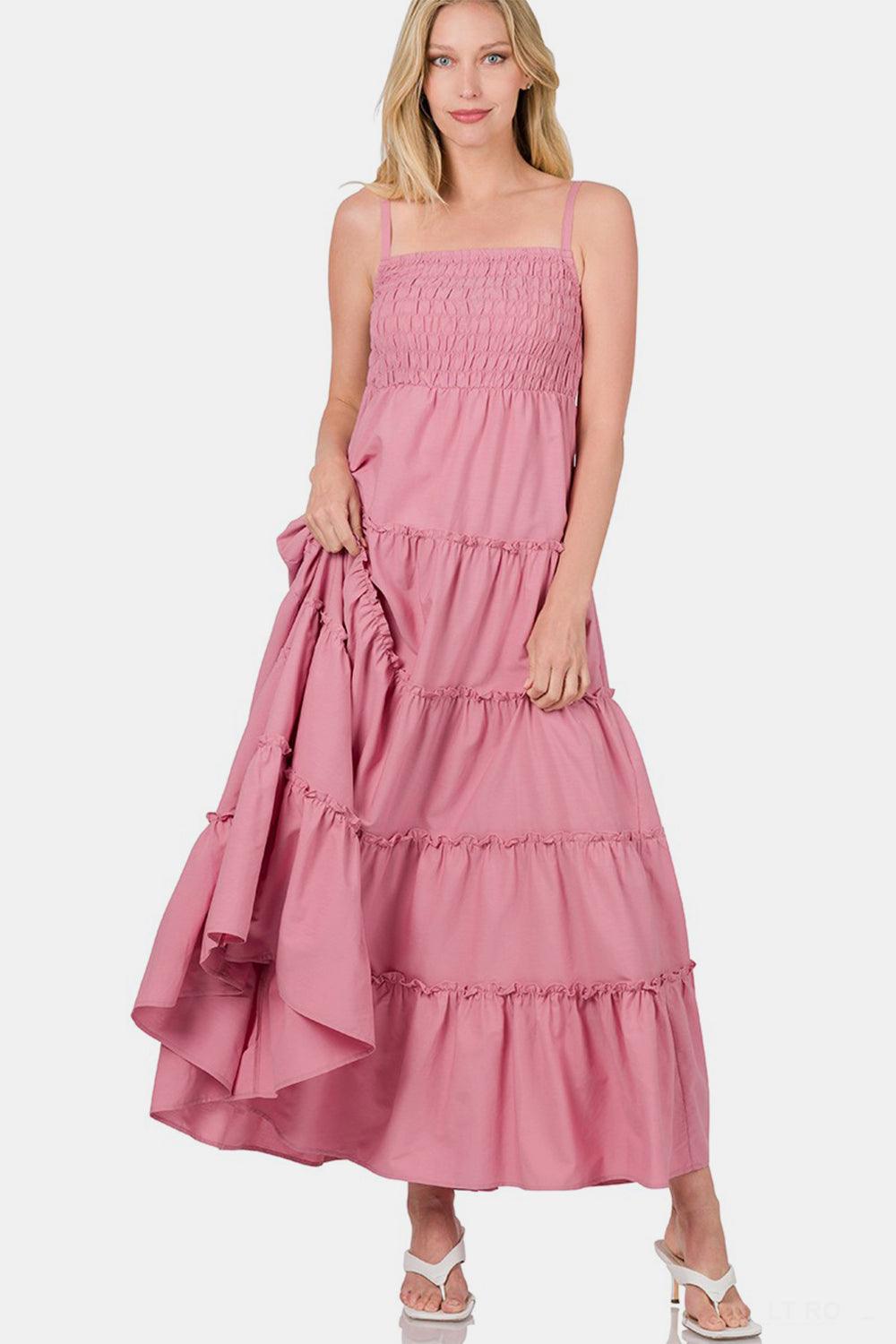 Zenana Woven Smocked Tiered Cami Maxi Dress LTROSE