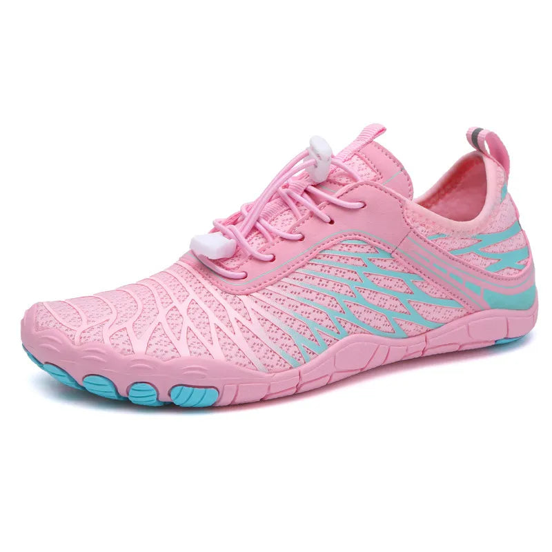 Elastic Lock Laces Mesh Breathable Hike Footwear Pink