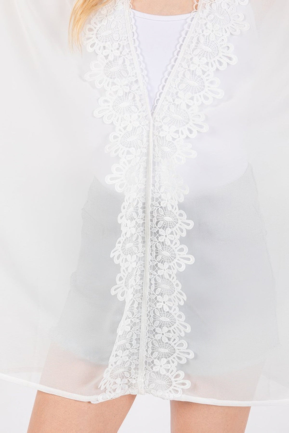 Flower Pattern Trim Detail Poncho