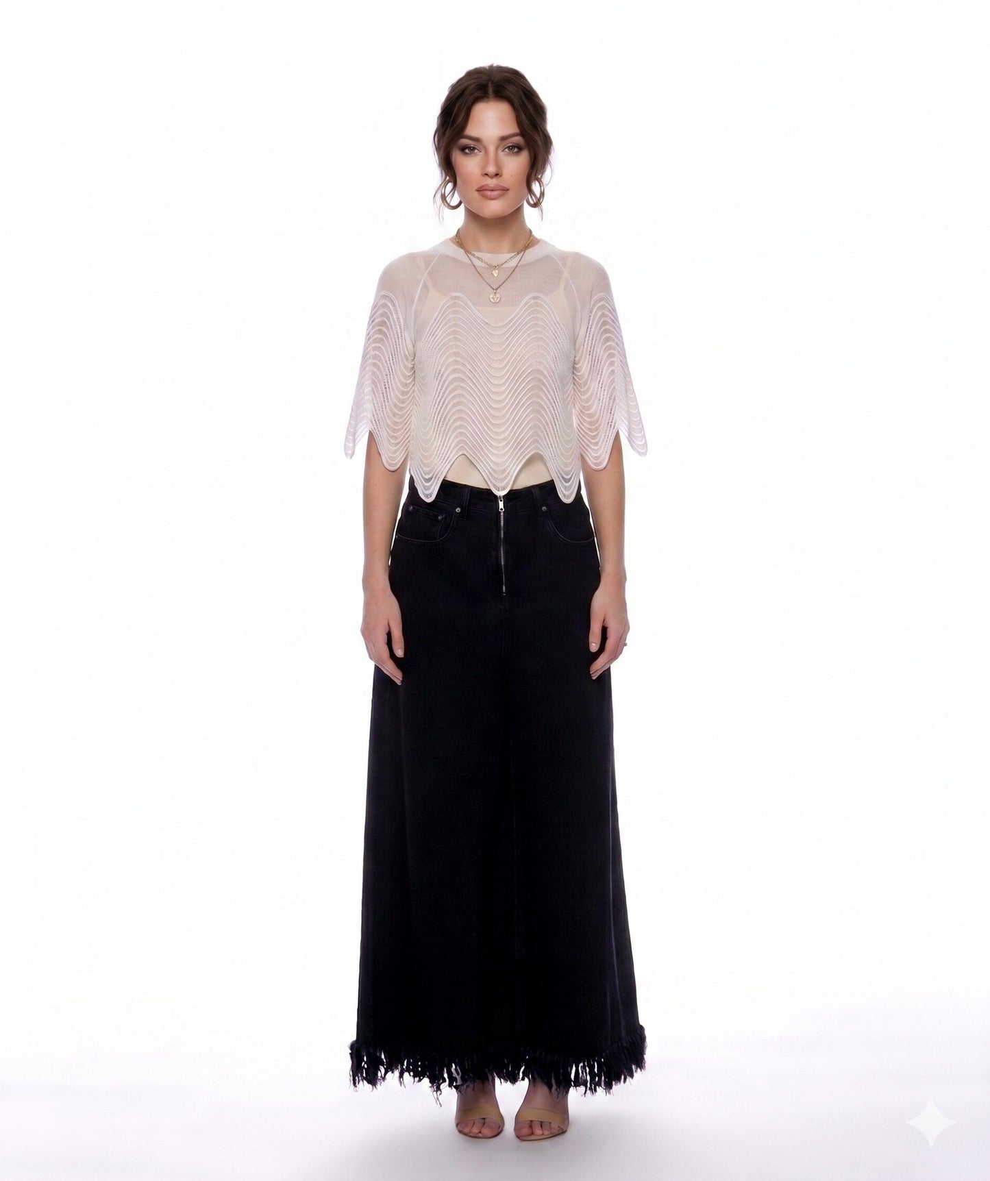 Frayed Raw Hem Wide Leg Slouchy Denim Pants