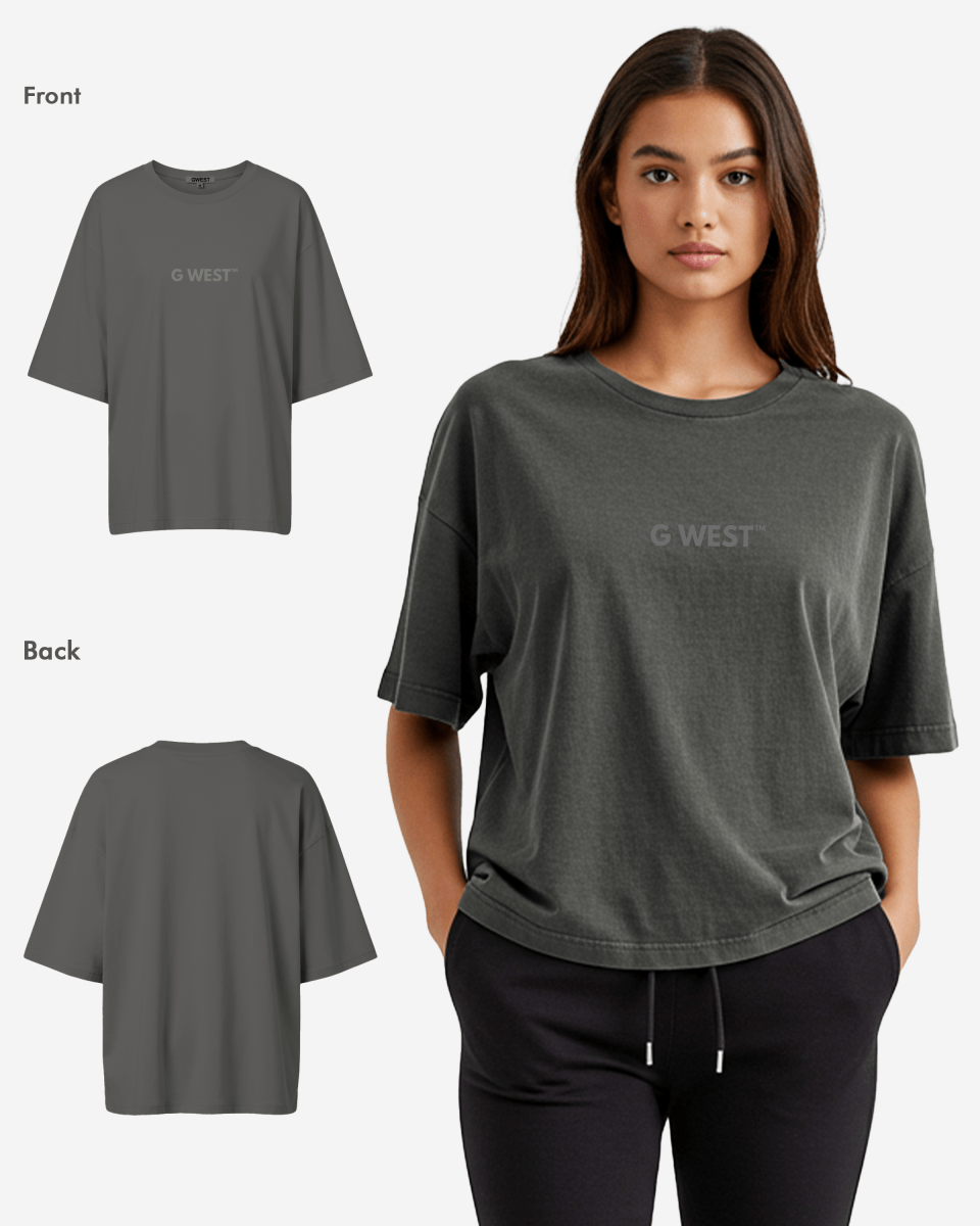 G West Womens Heavyweight Logo Wear Oversized T-Shirt