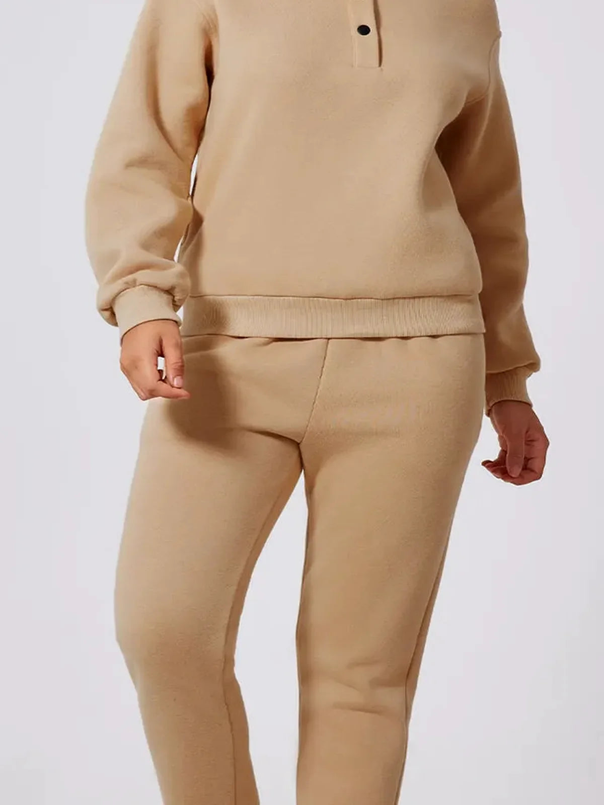 Half Snap Turtleneck Top and Pants Active Set