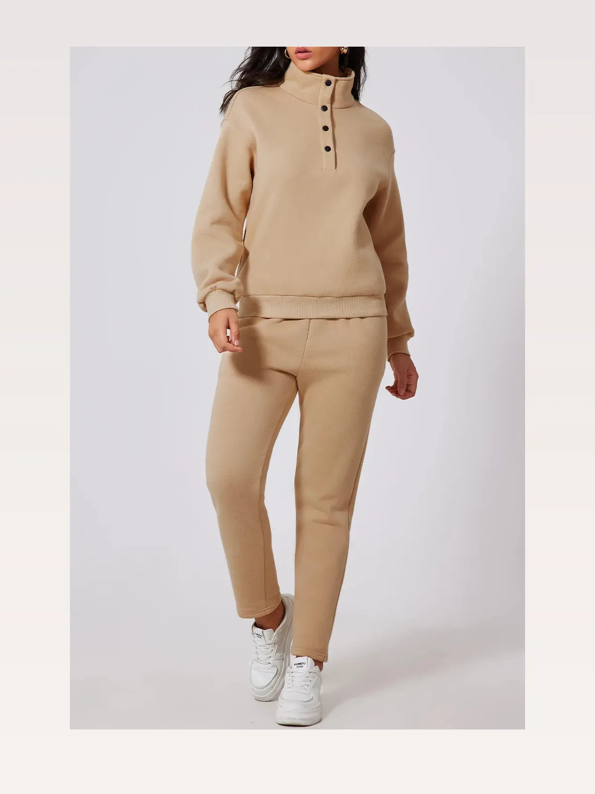 Half Snap Turtleneck Top and Pants Active Set