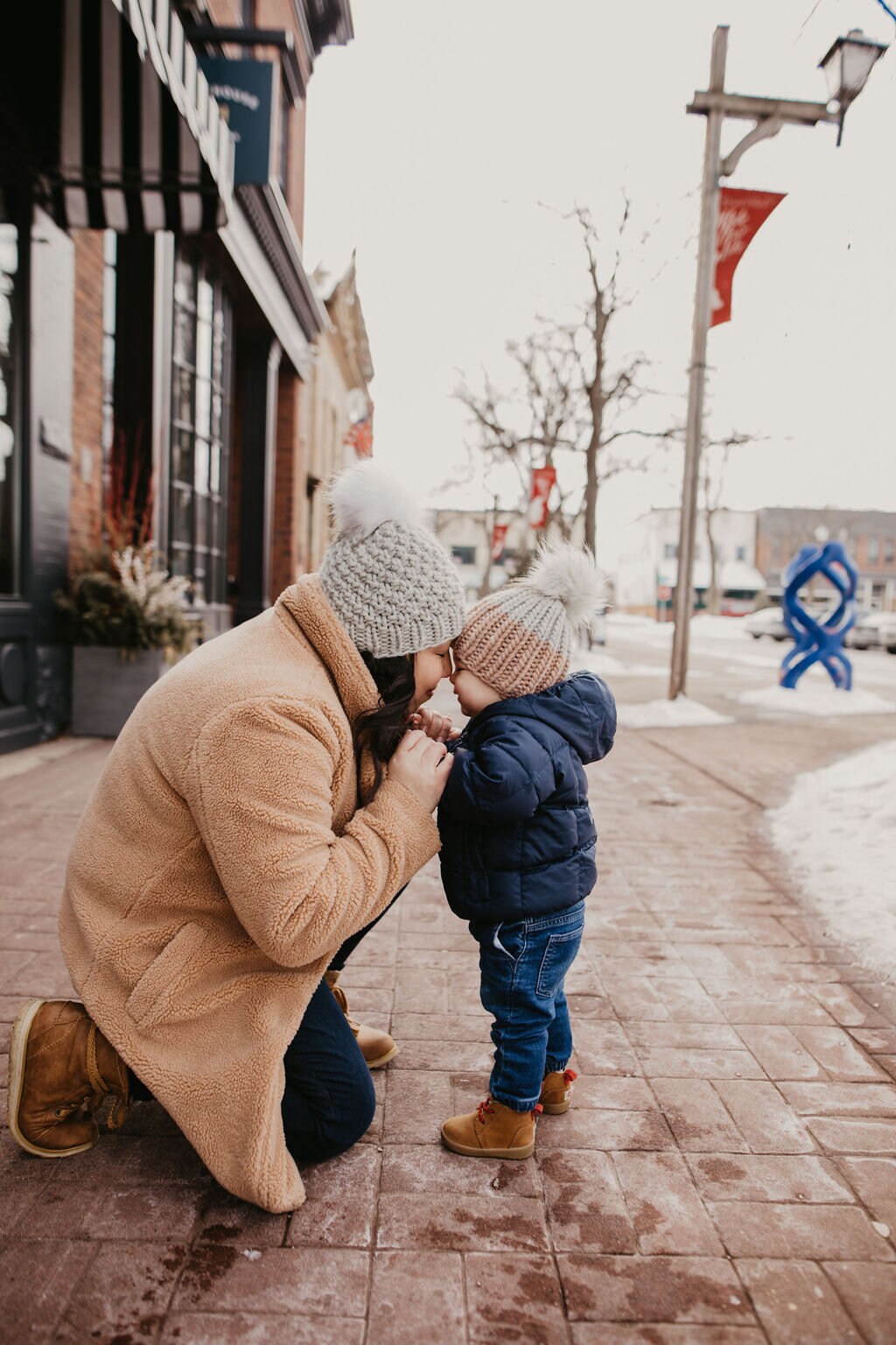 Light Gray Peruvian Wool Knit Hat with Faux Fur Pom Pom