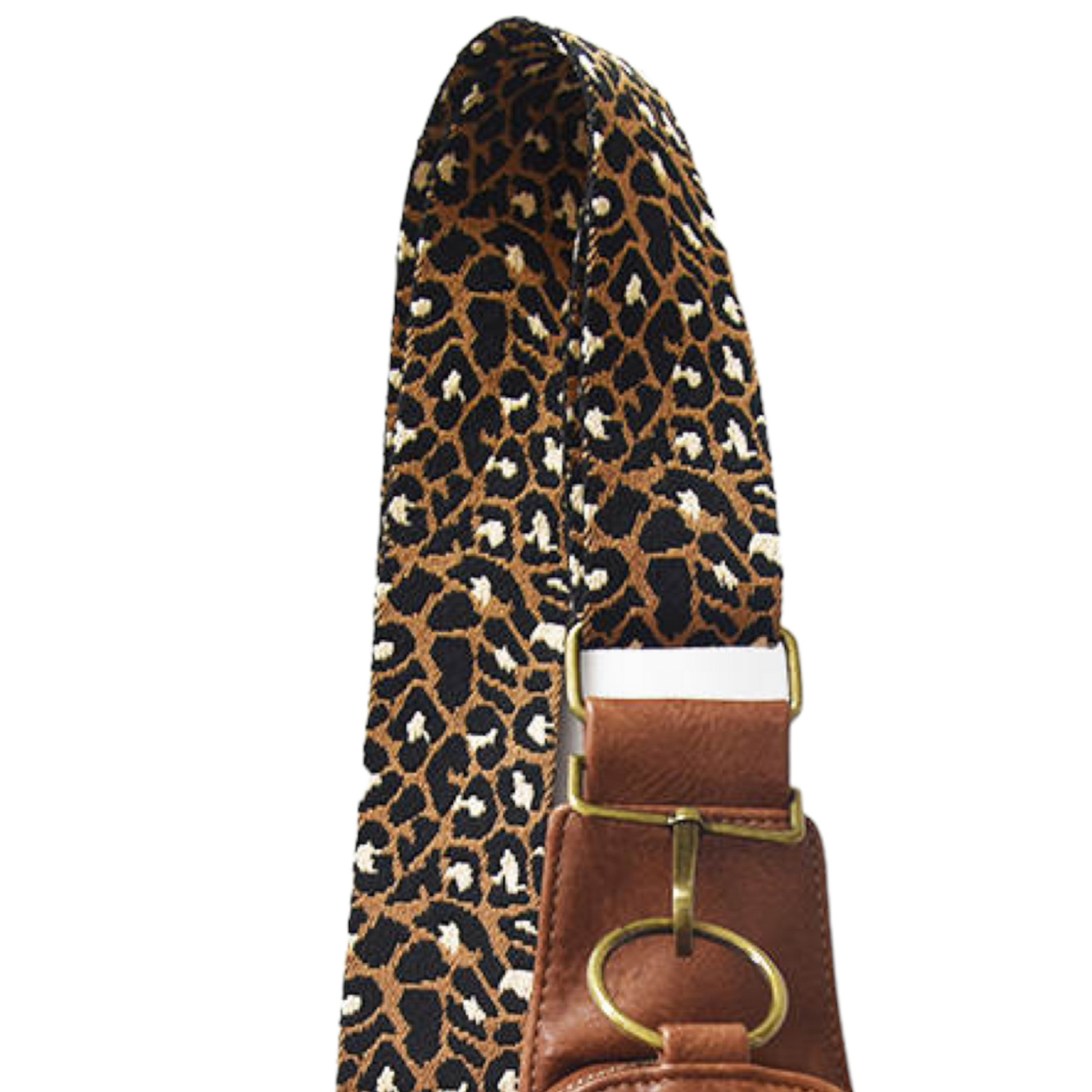 The Isla Sling Bag with Guitar Strap | Dark Brown with Leopard Strap