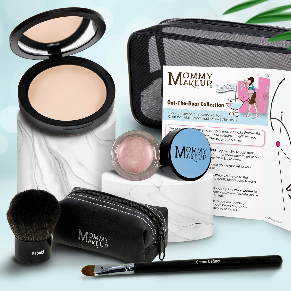 Out The Door Collection | Travel-friendly, Multi-tasking,Talc-free Makeup Set CUDDLE (Light Medium) - For light to medium complexions PINK ICING - A Light Opalescent Pink