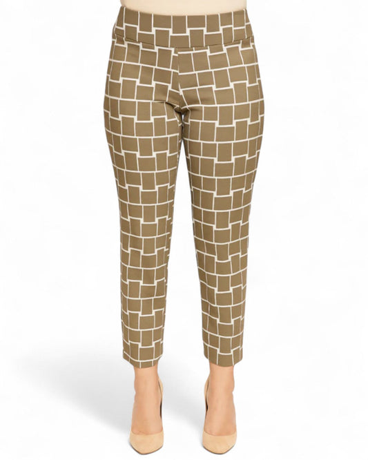 Krazy Larry P507 Pull on Pant - Taupe Ivory Cubes